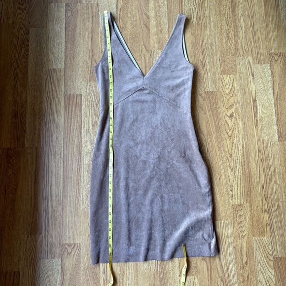 Aritzia Wilfred Free brown tan faux leather suede v-neck sleeveless dress 2 - Picture 3 of 7